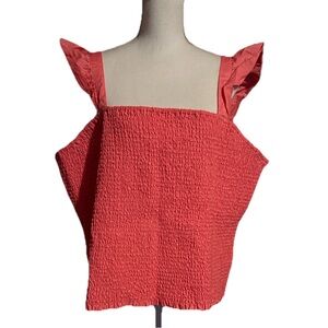 Old Navy Coral Smocked ruffle strap stretch sleeveless top size 3X